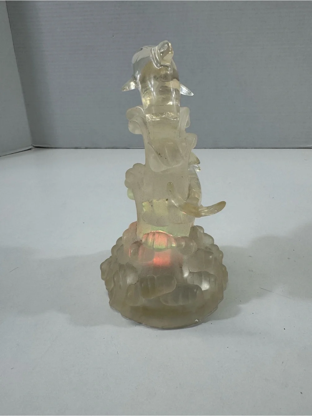 Clear plastic Dolphin night light 1990s vintage Figurine color change